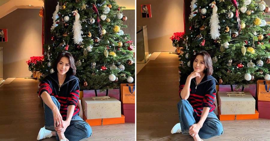 劉嘉玲曬家中巨型圣誕樹，樹下堆滿奢侈品禮物，罕見穿百元衣服